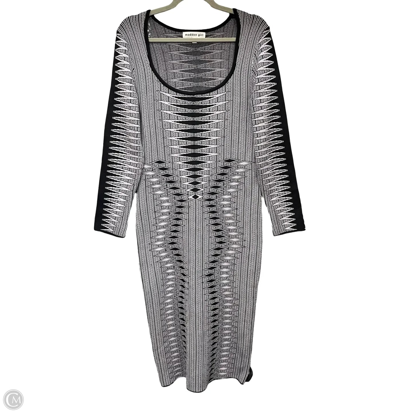 Dress Sweater By Madden Girl In Black & Grey, Size: L