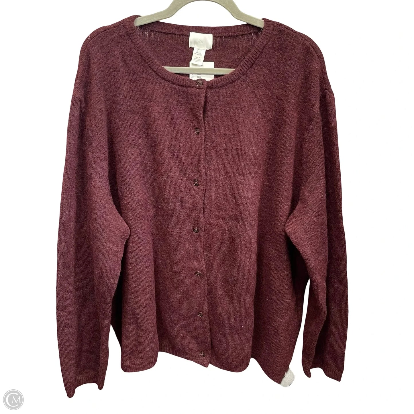 Sweater Cardigan By H&m In Maroon, Size: Xxl