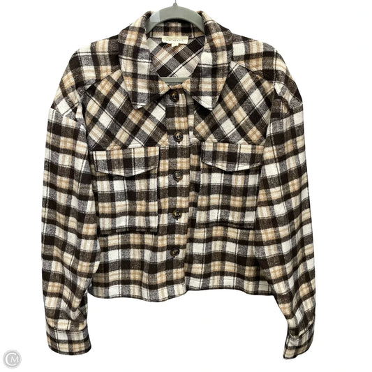 Jacket Shirt By La Hearts In Brown & Tan, Size: M