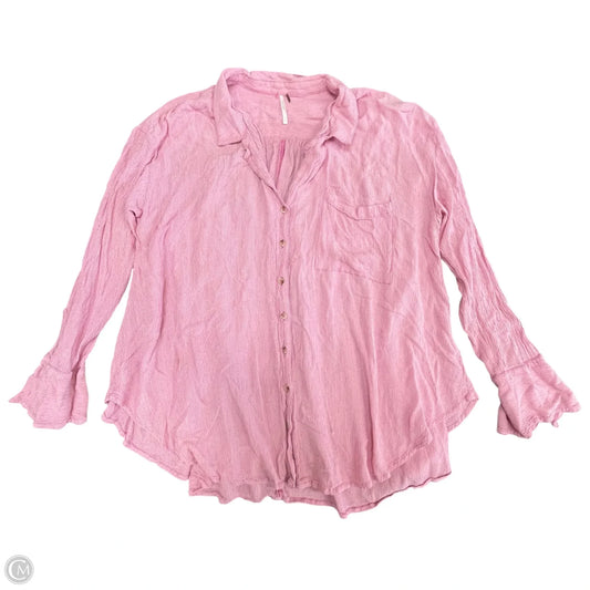 Top Long Sleeve By Free People In Pink, Size: S