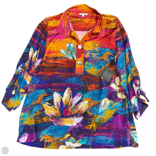 Blouse Long Sleeve By John Mark In Multi-colored, Size: S