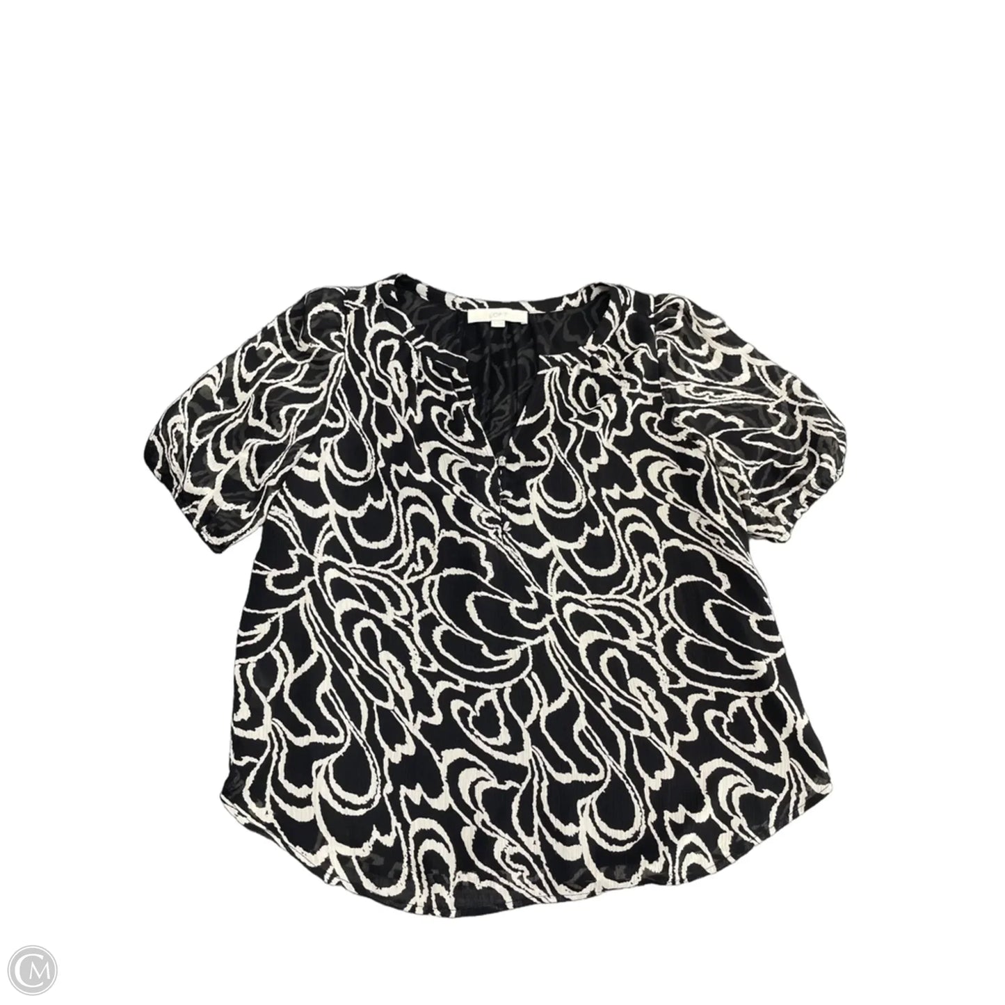 Blouse Short Sleeve By Loft In Black & Tan, Size: S