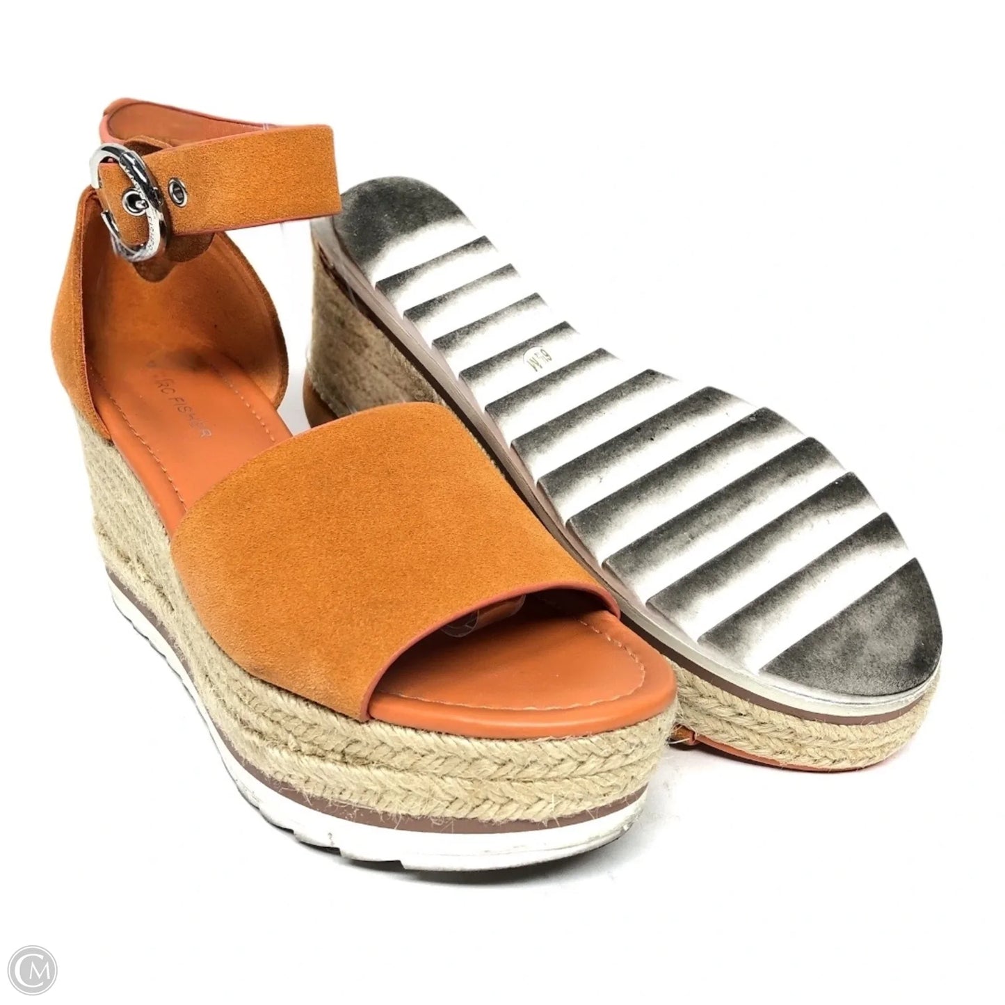 Sandals Heels Wedge By Marc Fisher In Orange, Size: 6.5