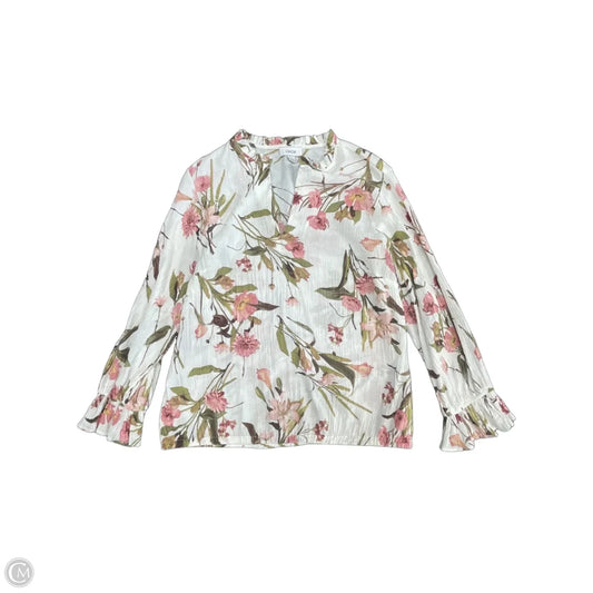 Blouse Long Sleeve By Cece In Floral Print, Size: L