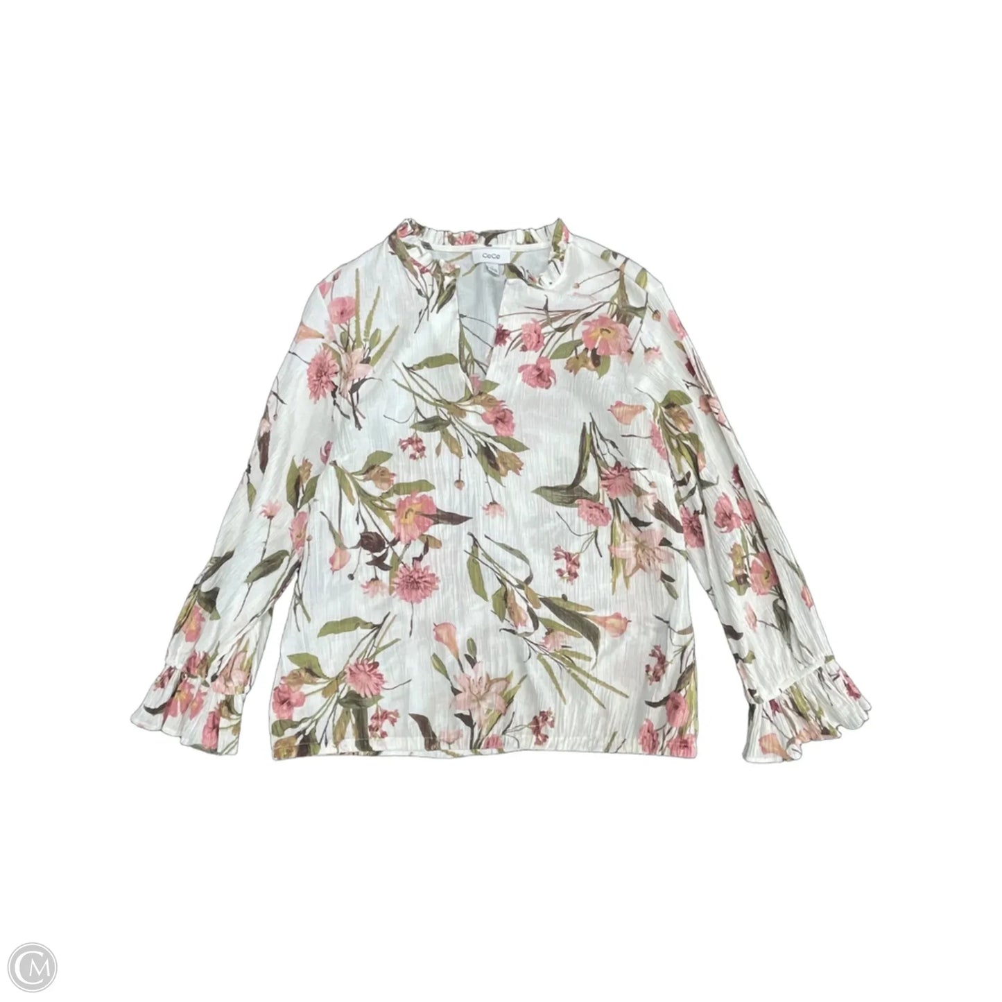 Blouse Long Sleeve By Cece In Floral Print, Size: L