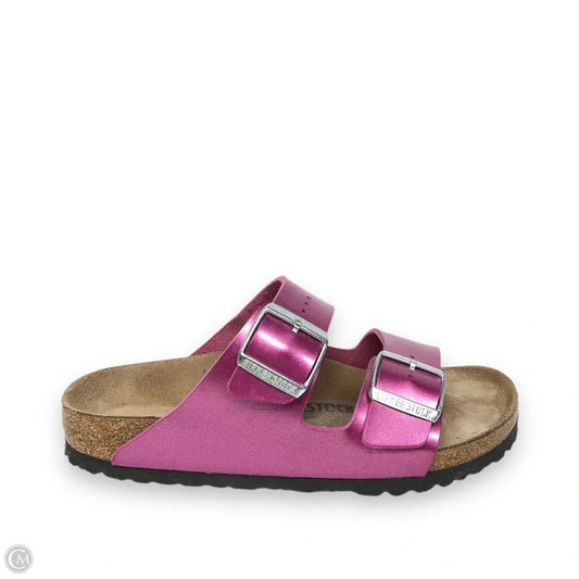 Sandals Flats By Crocs In Pink & Purple, Size: 6