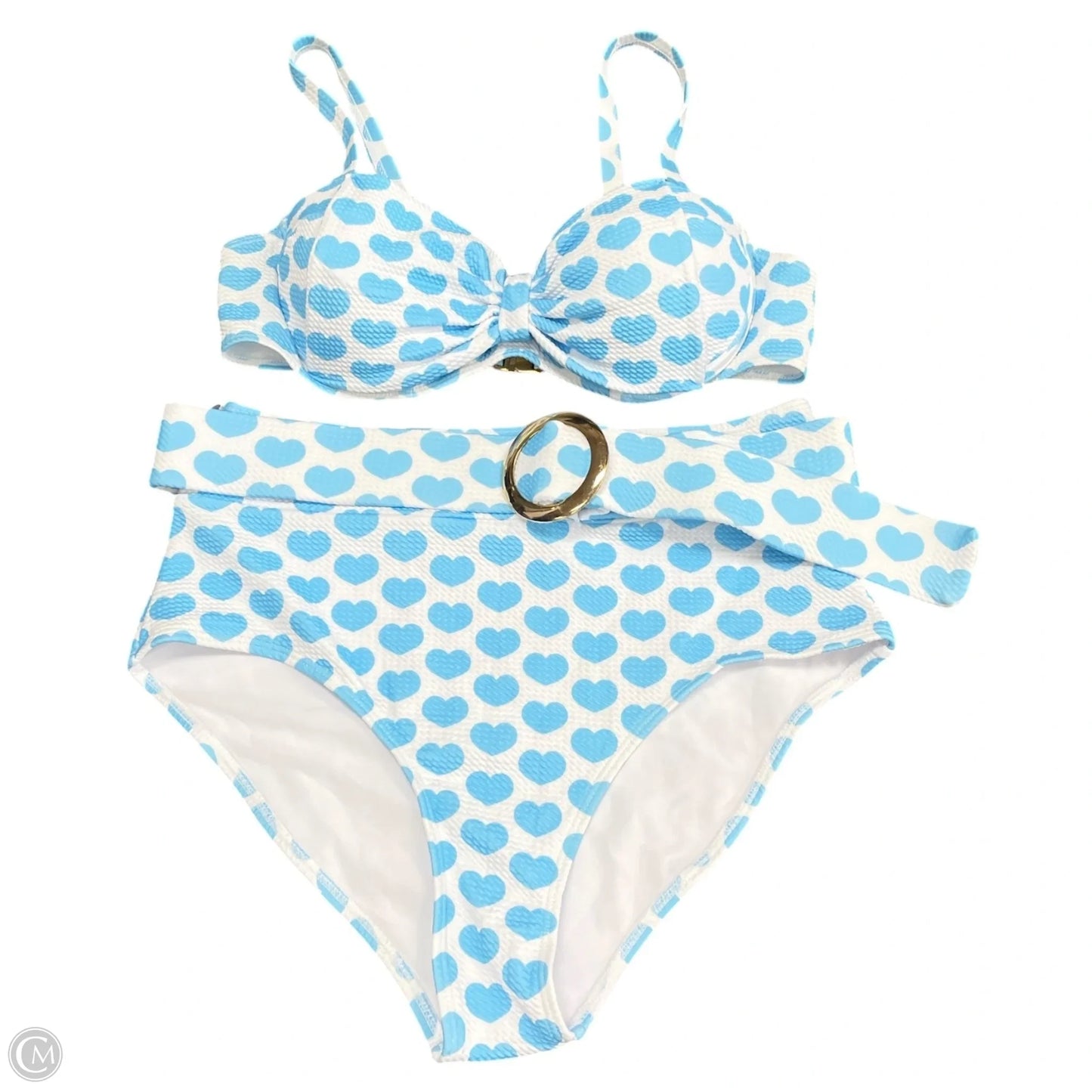 Swimsuit 2pc By Clothes Mentor In Blue & White, Size: L