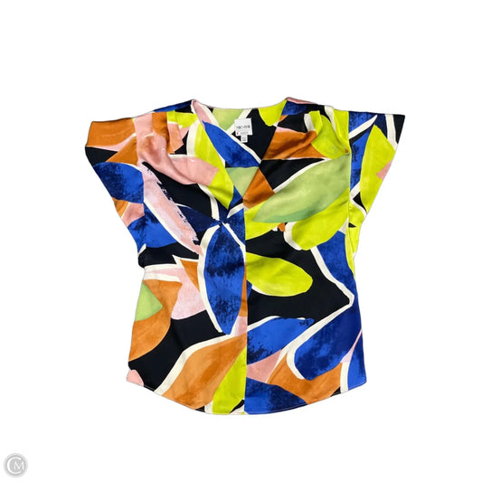 Blouse Short Sleeve By Nic + Zoe In Multi-colored, Size: Xs