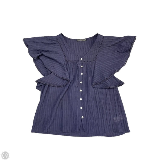 Blouse Short Sleeve By Clothes Mentor In Navy, Size: S