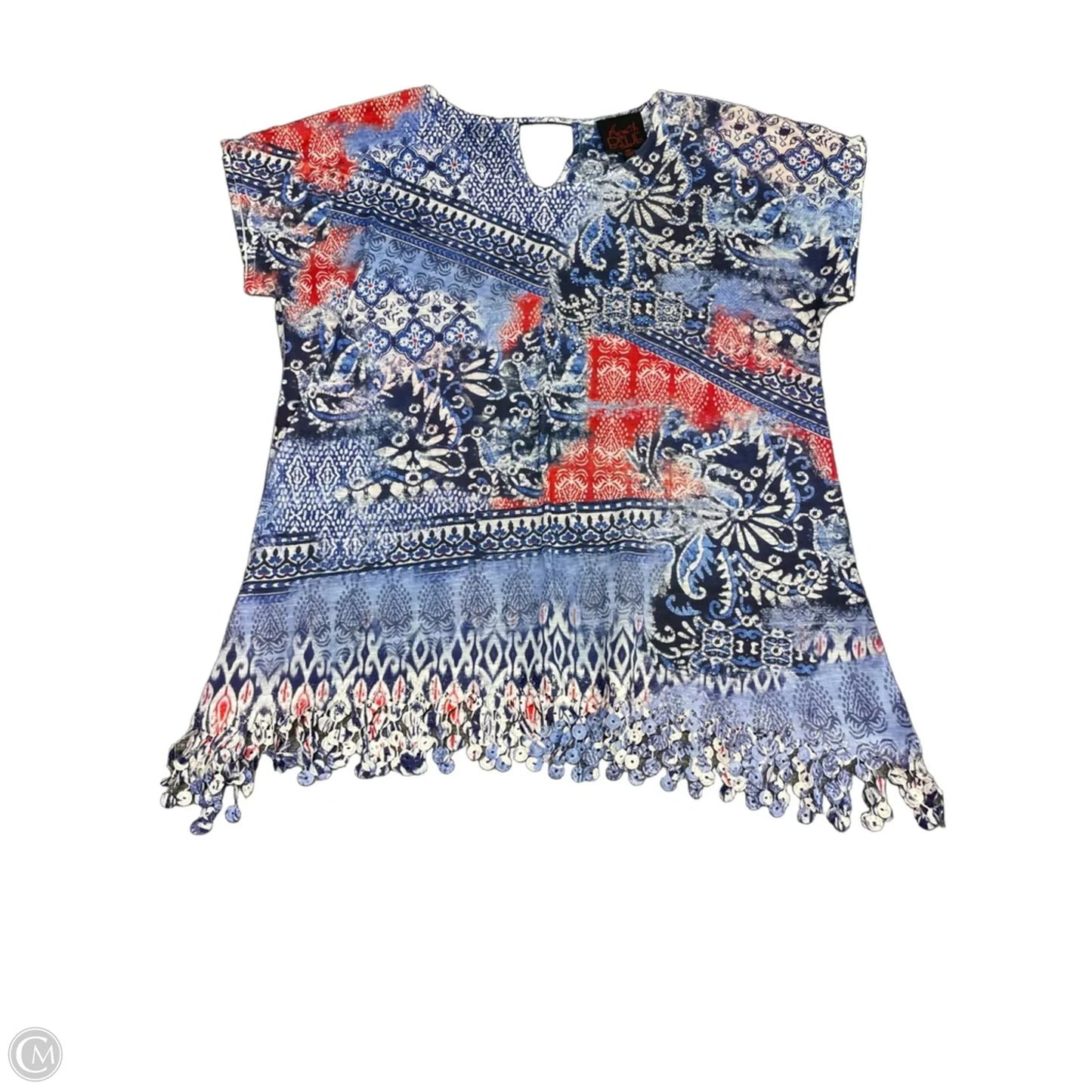 Top Short Sleeve By French Blue In Blue & Red, Size: 1x