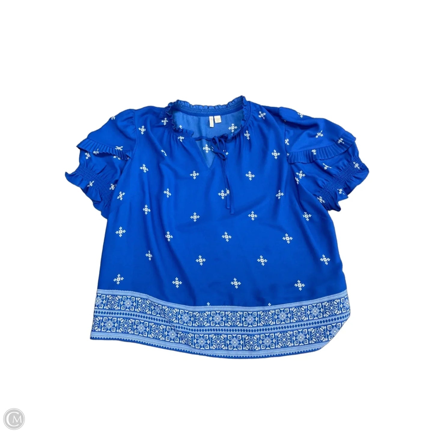 Blouse Short Sleeve By Cato In Blue, Size: 1x