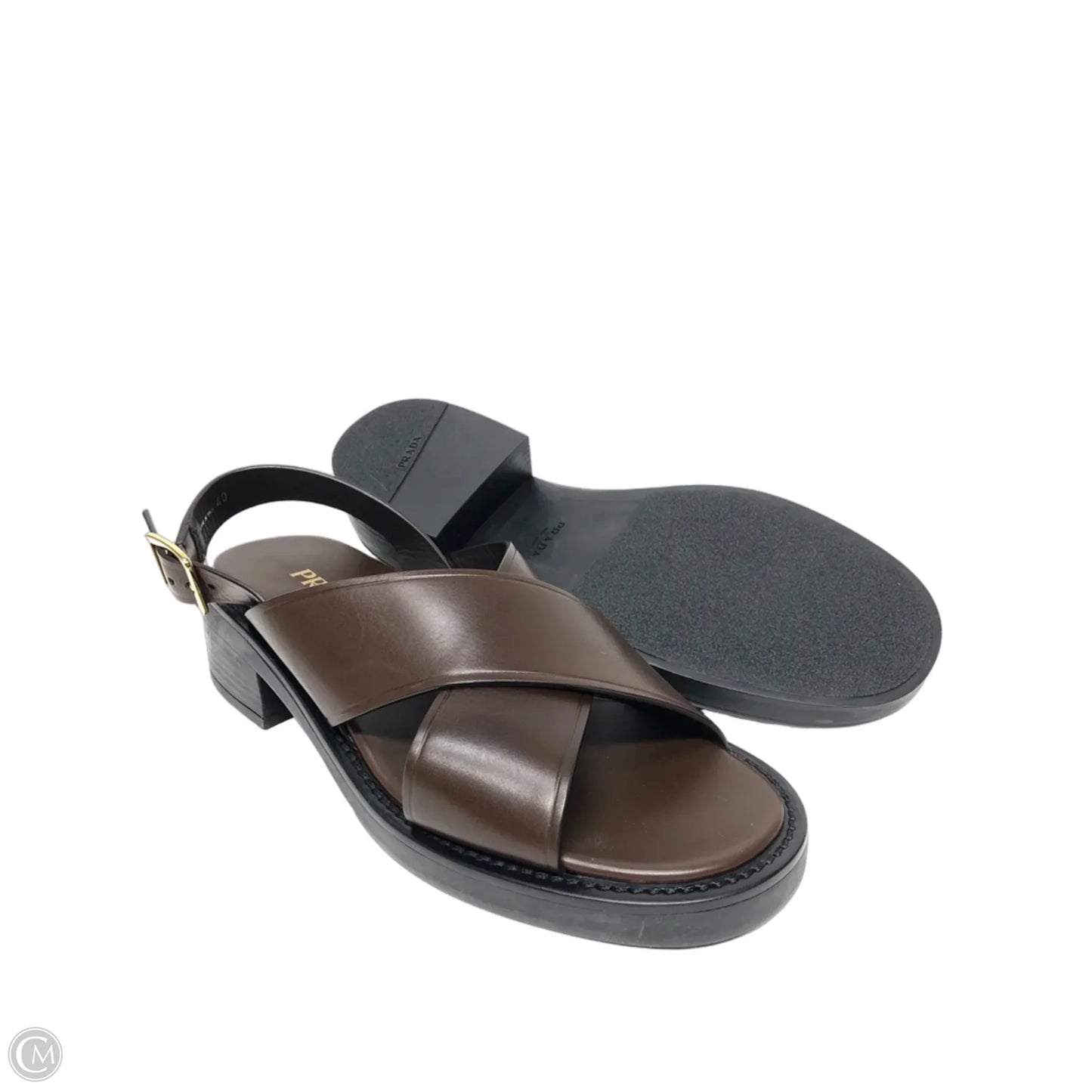Sandals Luxury Designer By Prada In Brown, Size: 9.5