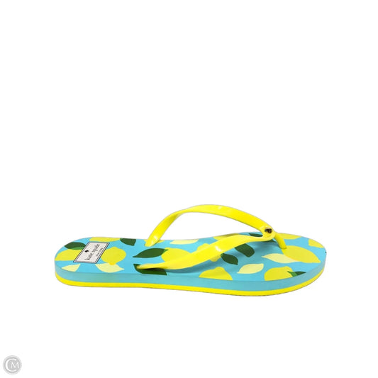 Sandals Flip Flops By Kate Spade In Blue & Yellow, Size: 11