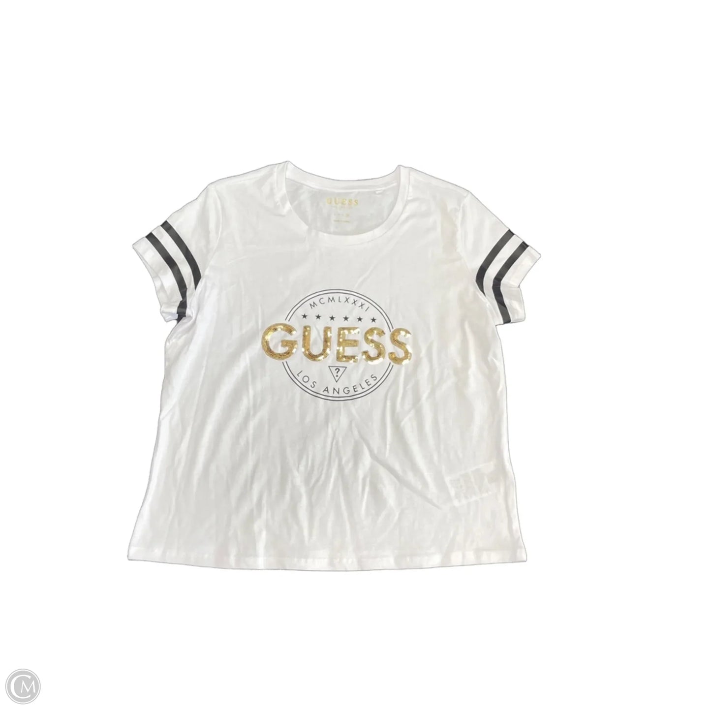 Top Short Sleeve Basic By Guess In White, Size: M