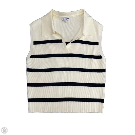 Vest Sweater By Fashion Nova In Blue & Cream, Size: M