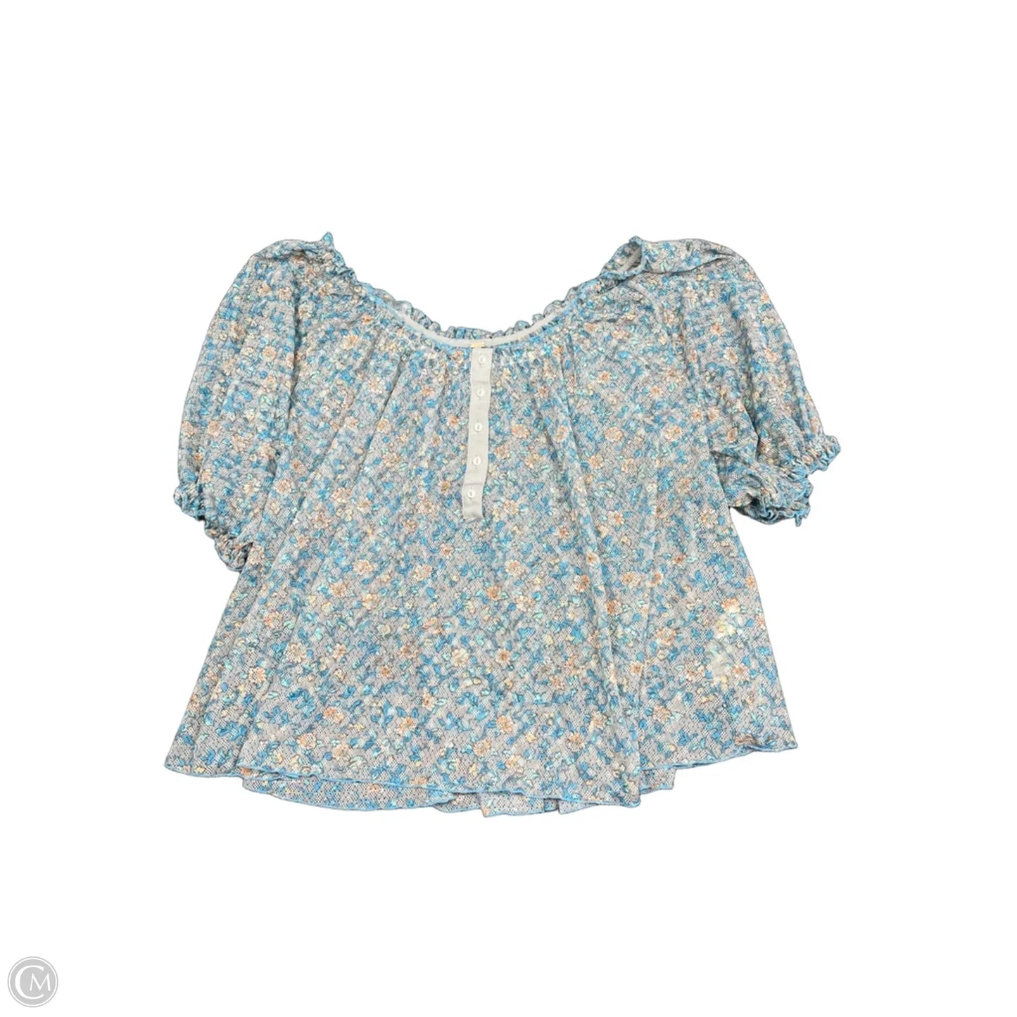 Blouse Short Sleeve By Free People In Blue, Size: L