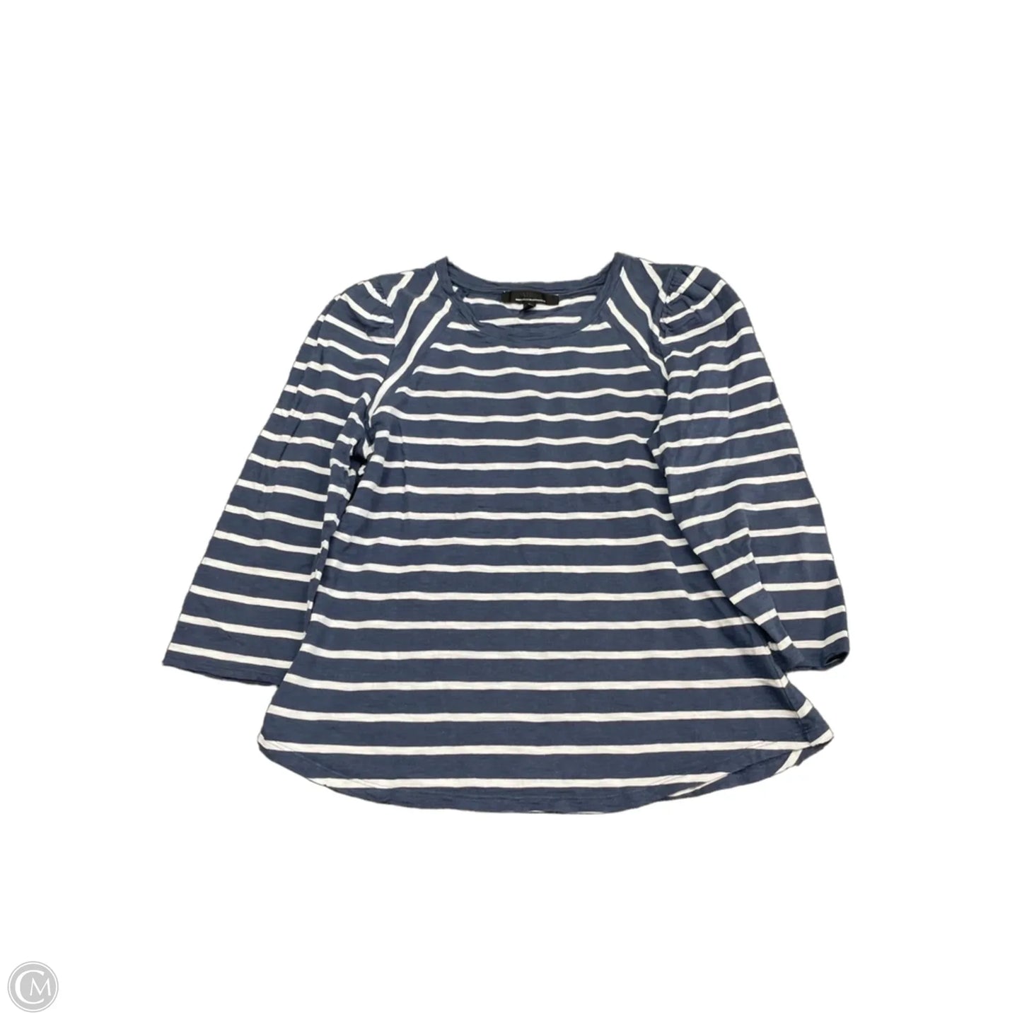 Top 3/4 Sleeve By White House Black Market In Blue & White, Size: L