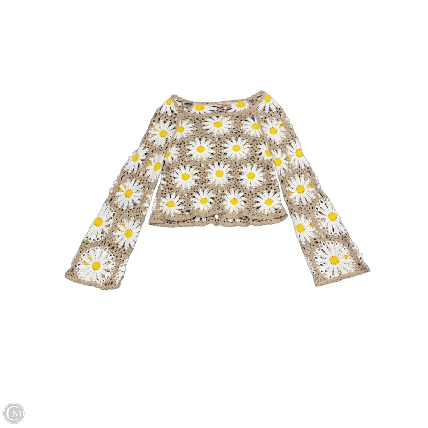 Top Long Sleeve By Willow & Root In Tan & Yellow, Size: M