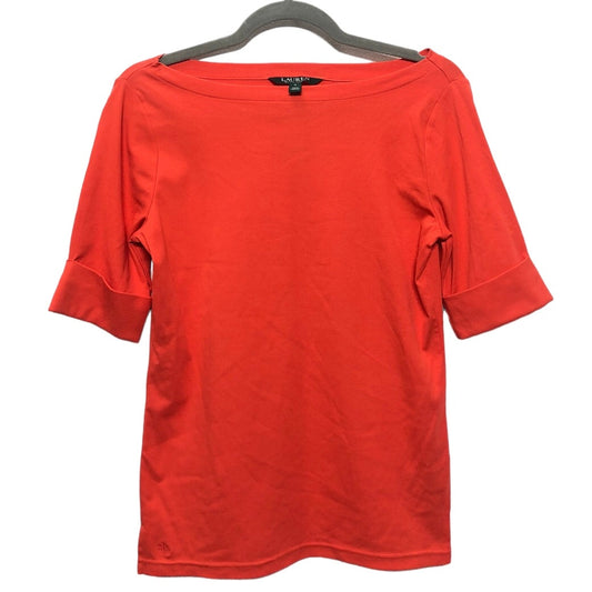 Orange Top Short Sleeve Lauren By Ralph Lauren, Size M