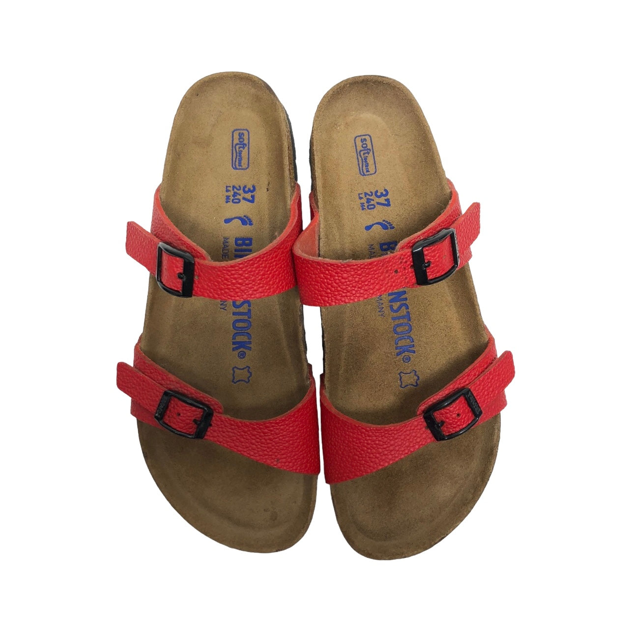 Red Sandals Flats Birkenstock, Size 6