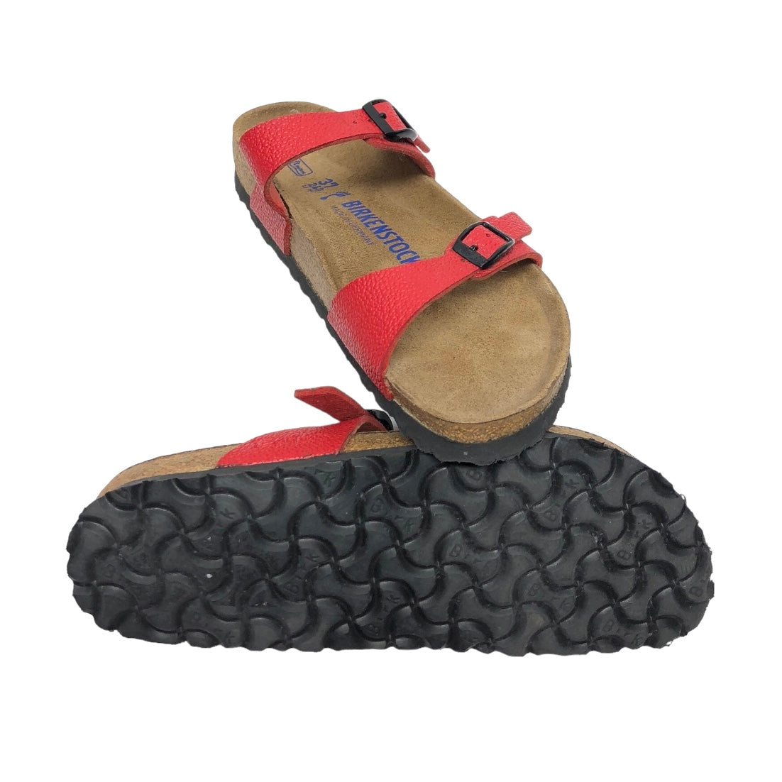 Red Sandals Flats Birkenstock, Size 6