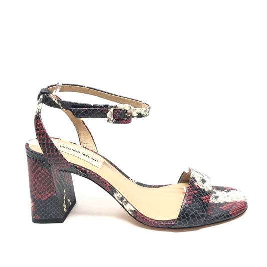 Snakeskin Print Sandals Heels Block Antonio Melani, Size 8