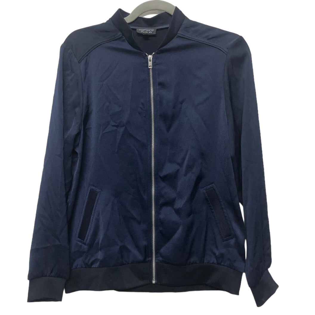 Jacket Moto By Top Shop In Navy, Size: 6