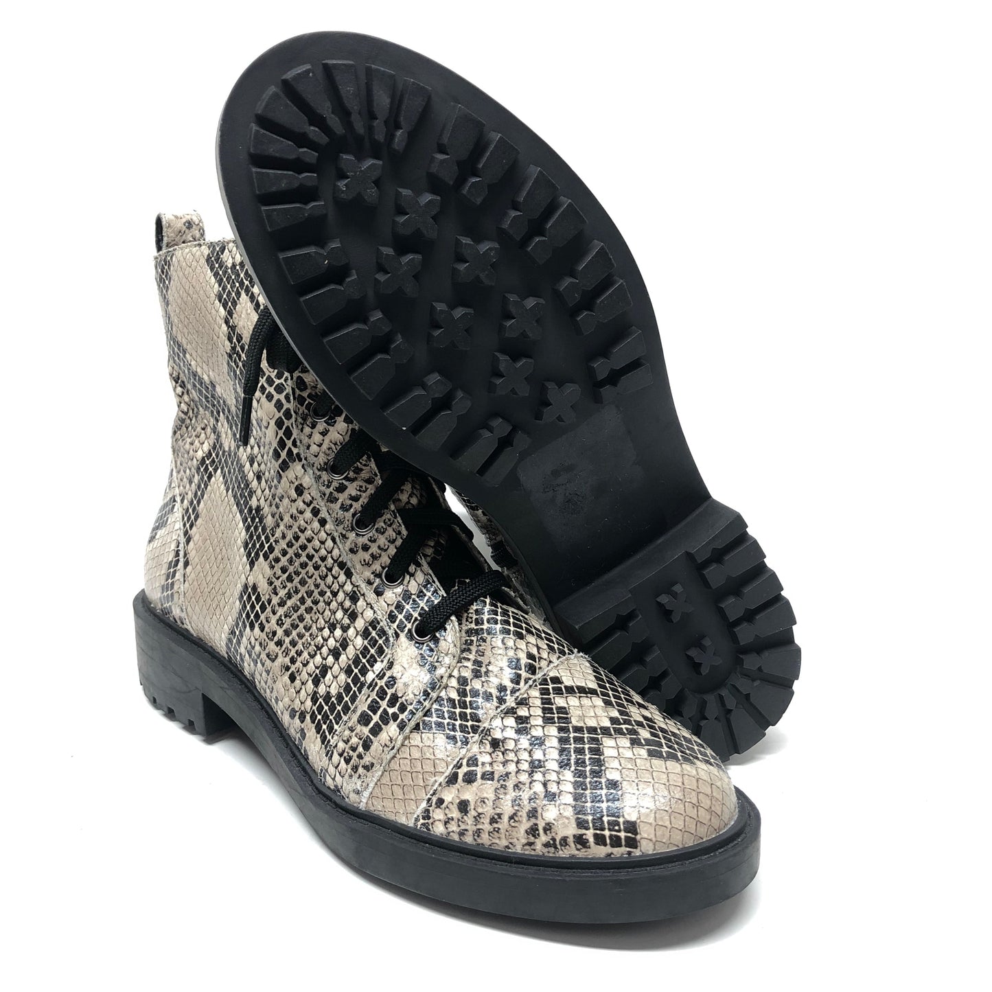 Boots Combat By Linea Paolo In Snakeskin Print, Size: 8