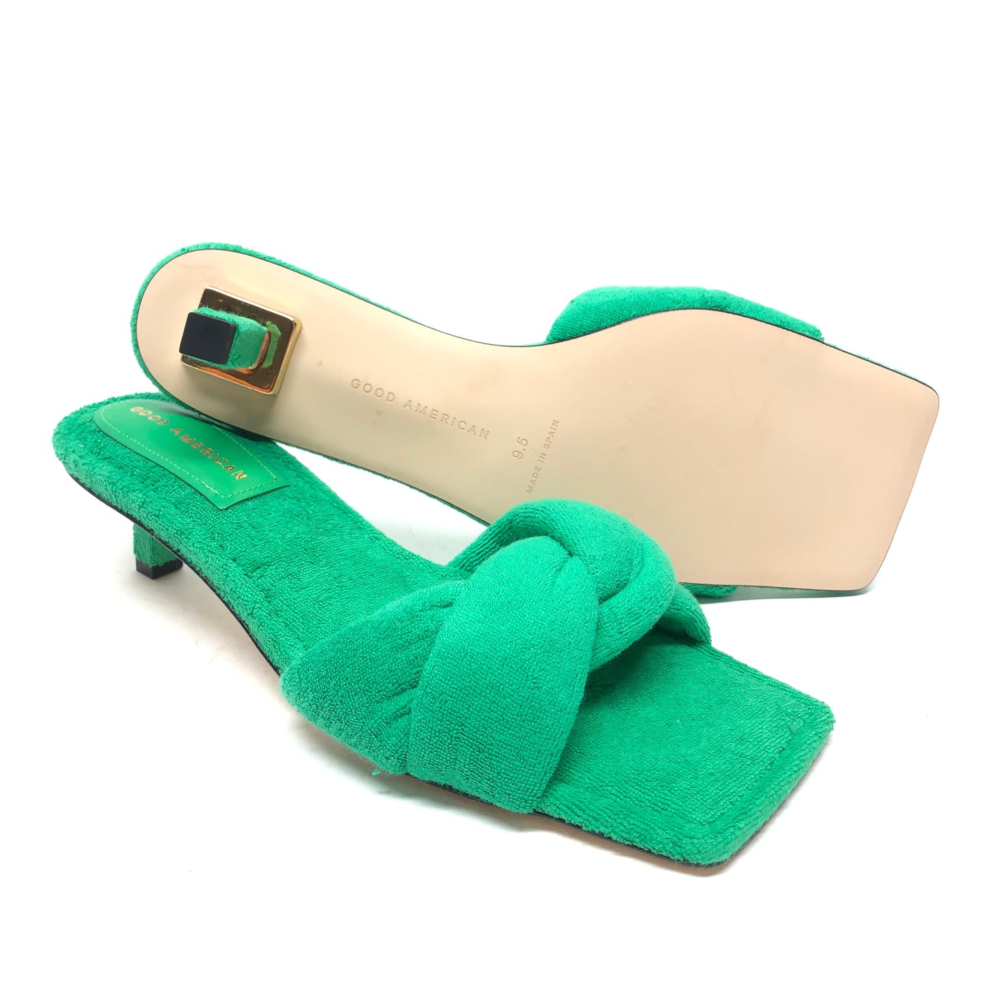 Sandals Heels Kitten By Good American In Green, Size: 9.5