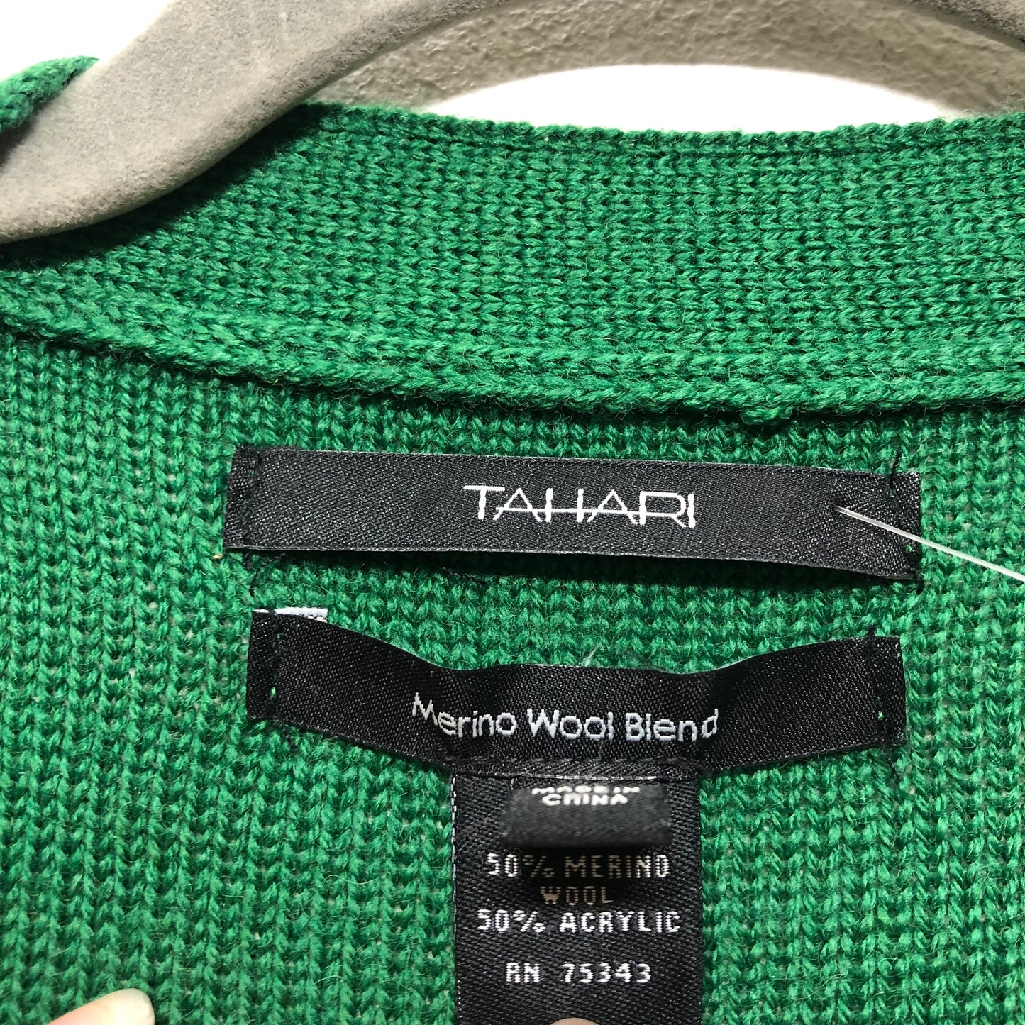 Sweater Cardigan By Tahari By Arthur Levine In Green, Size: M