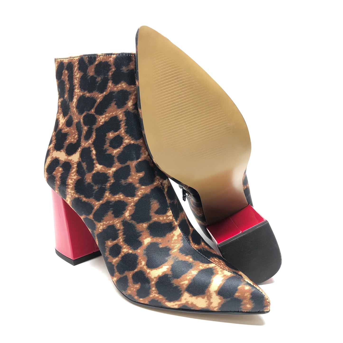 Boots Ankle Heels By Betsey Johnson In Leopard Print, Size: 7.5