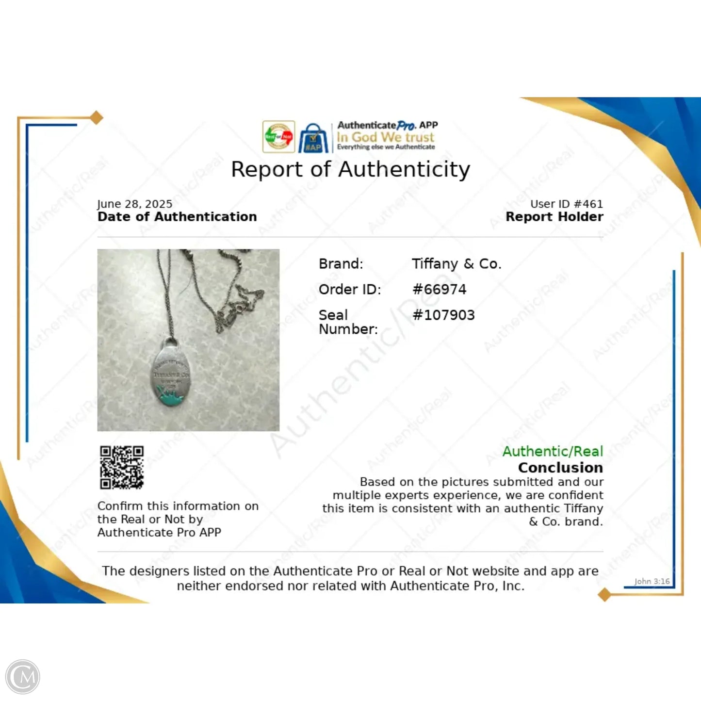 Necklace Luxury Designer By Tiffany And Company