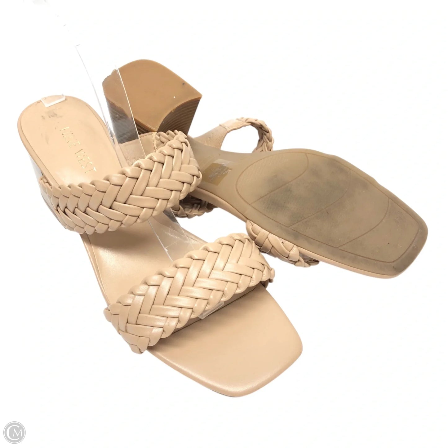 Sandals Heels Block By Nine West In Tan, Size: 9.5