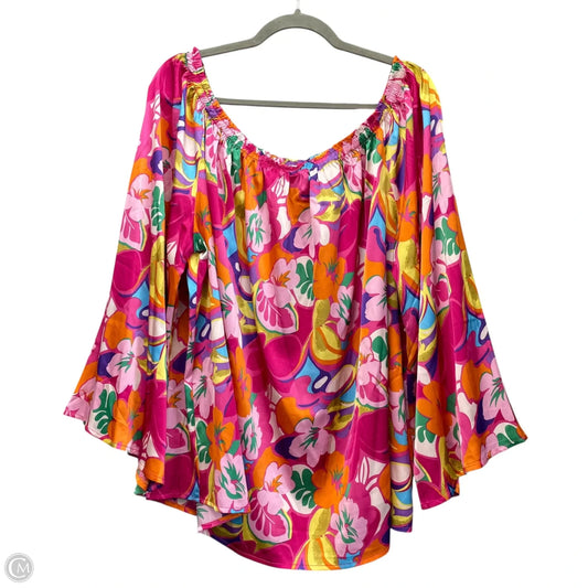 Blouse Long Sleeve By Jess Lea In Pink, Size: 2x