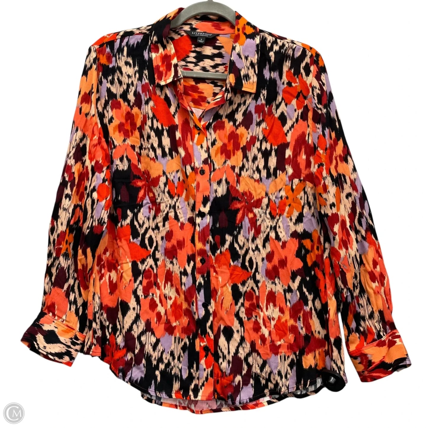 Blouse Long Sleeve By Liverpool In Orange, Size: S