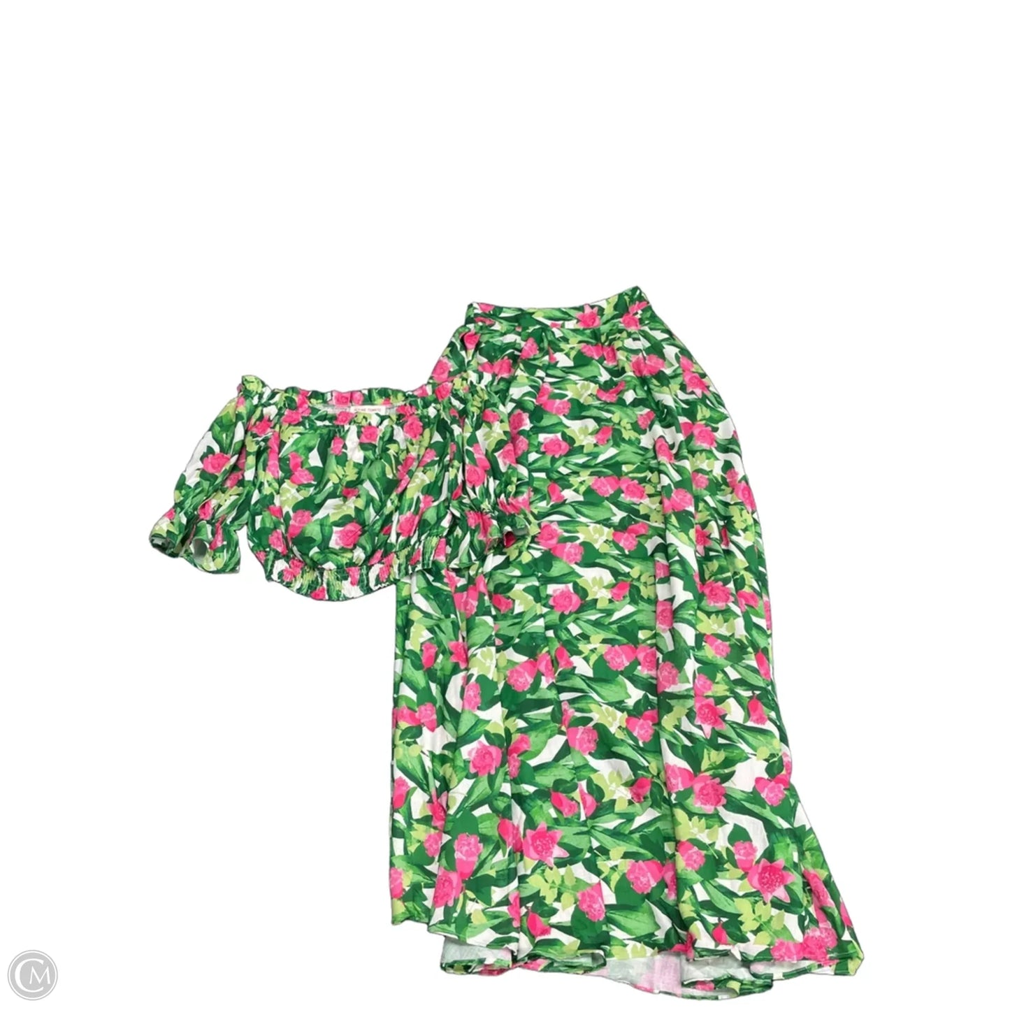 Skirt Set 2pc By Flying Tomato In Green & Pink, Size: M
