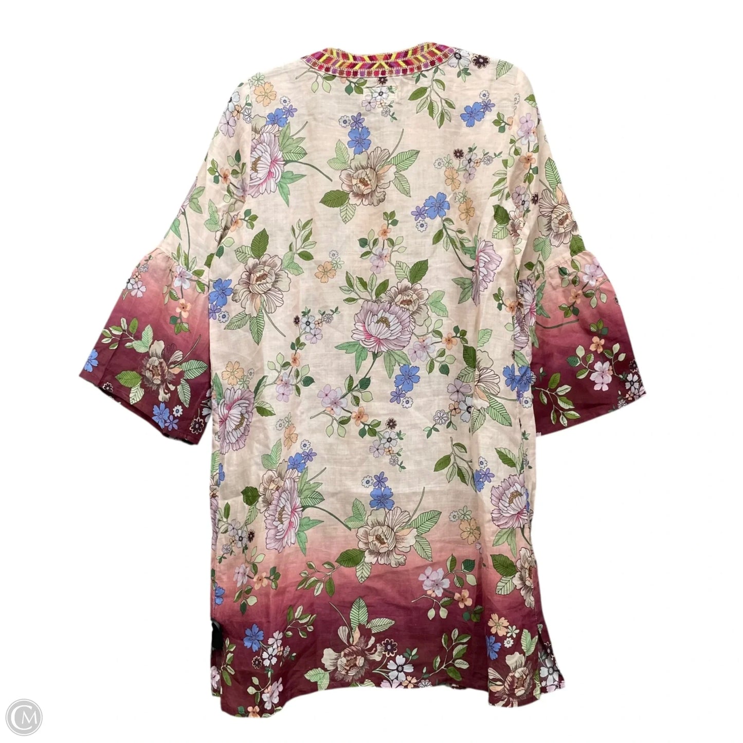 Dress Casual Short By Johnny Was In Cream & Purple, Size: M