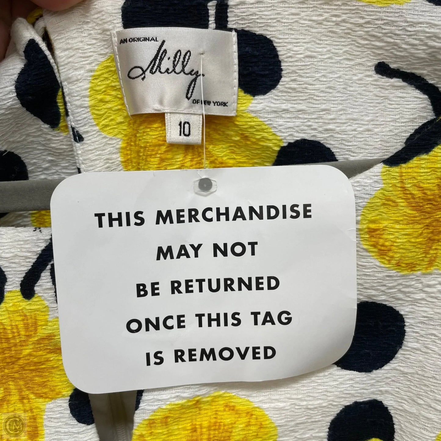 Dress Designer By Milly In White & Yellow, Size: 10