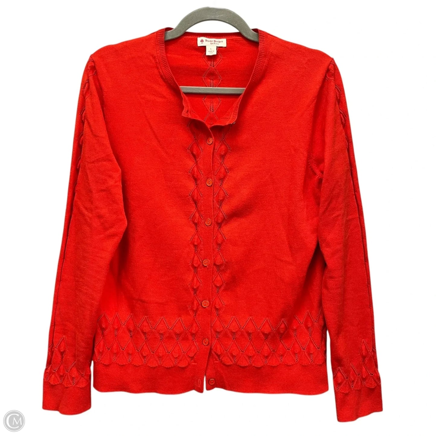 Sweater Cardigan By Brooks Brothers In Orange, Size: L