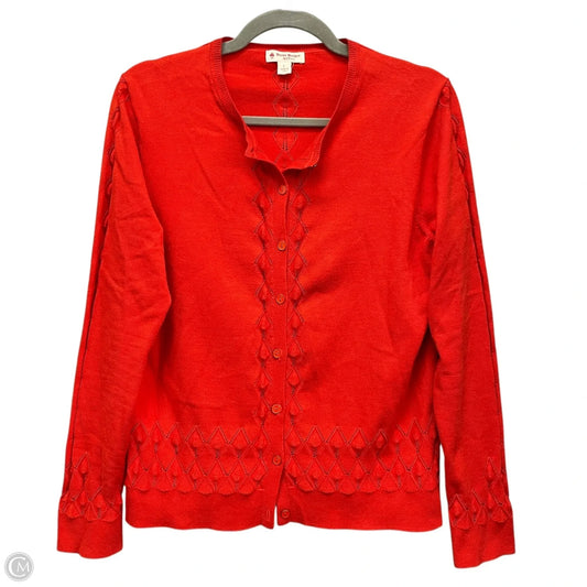 Sweater Cardigan By Brooks Brothers In Orange, Size: L