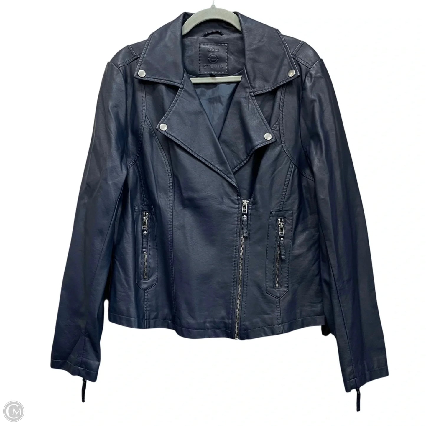 Jacket Moto By Max Studio In Navy, Size: L