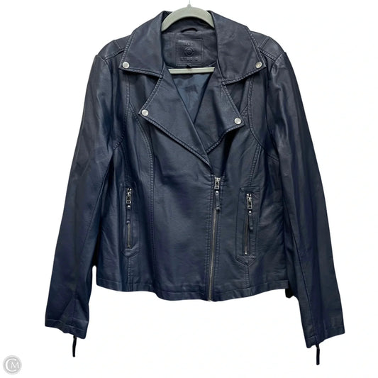 Jacket Moto By Max Studio In Navy, Size: L