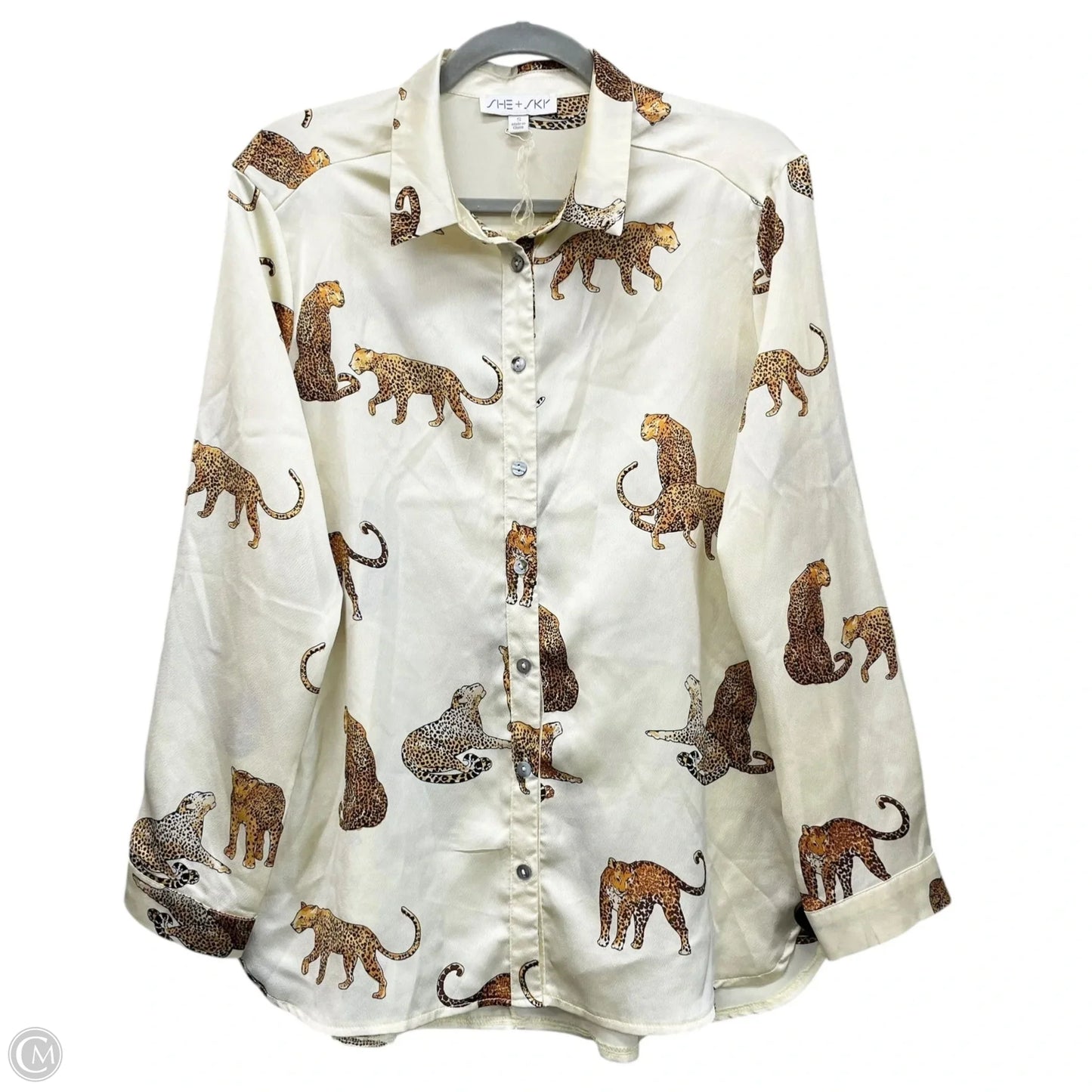 Top Long Sleeve By She + Sky In Leopard Print, Size: S