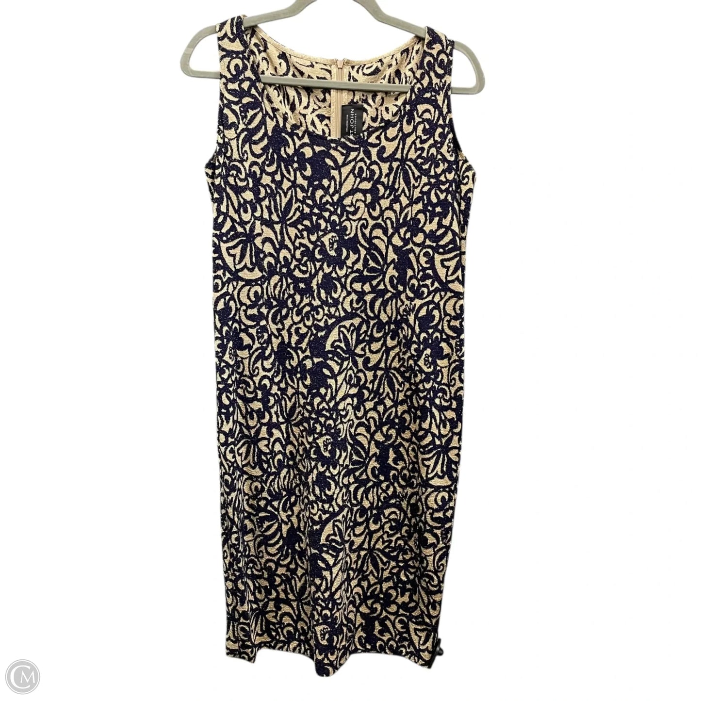 Dress Luxury Designer By St John Collection In Blue & Cream, Size: 8