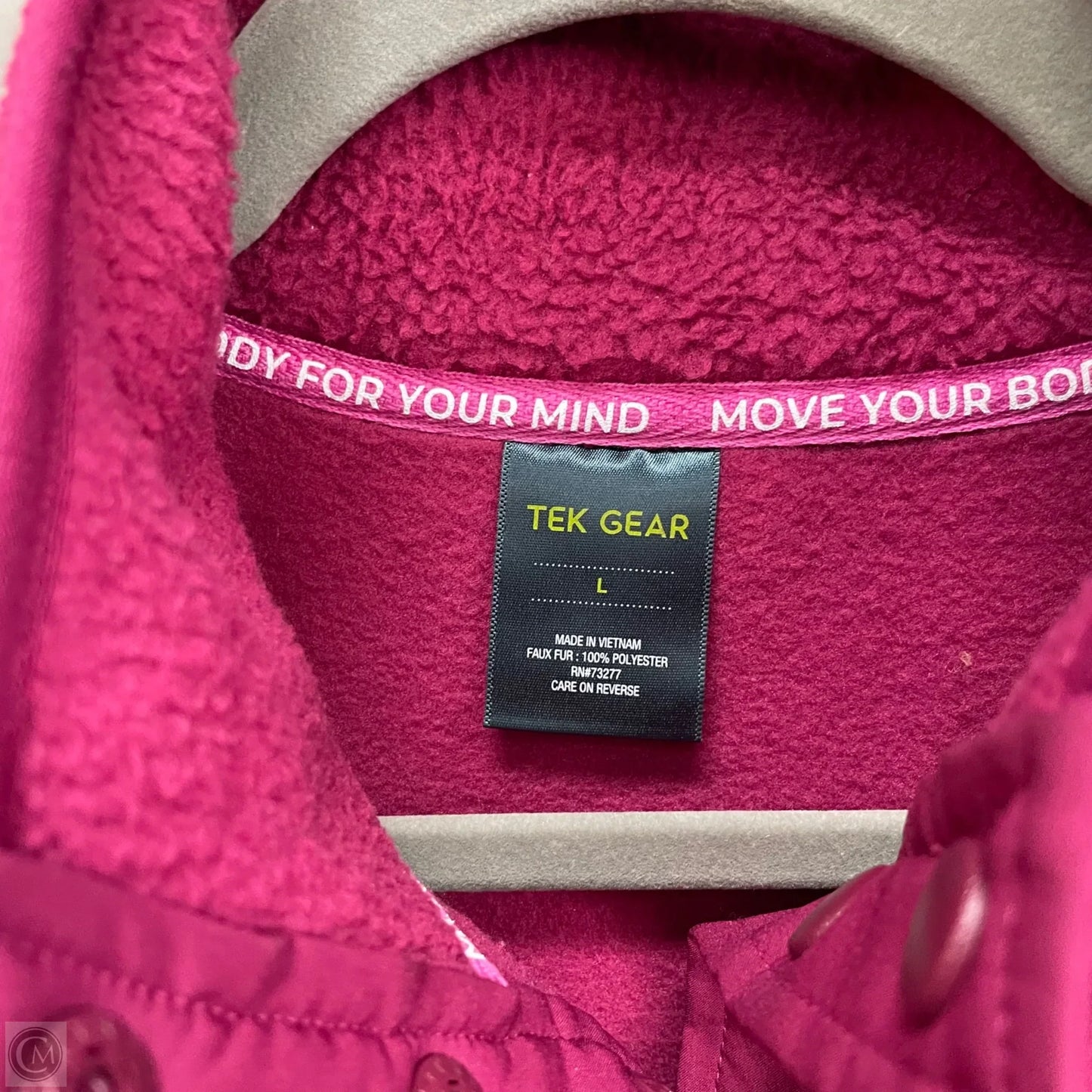 Jacket Fleece By Tek Gear In Pink & Purple, Size: L