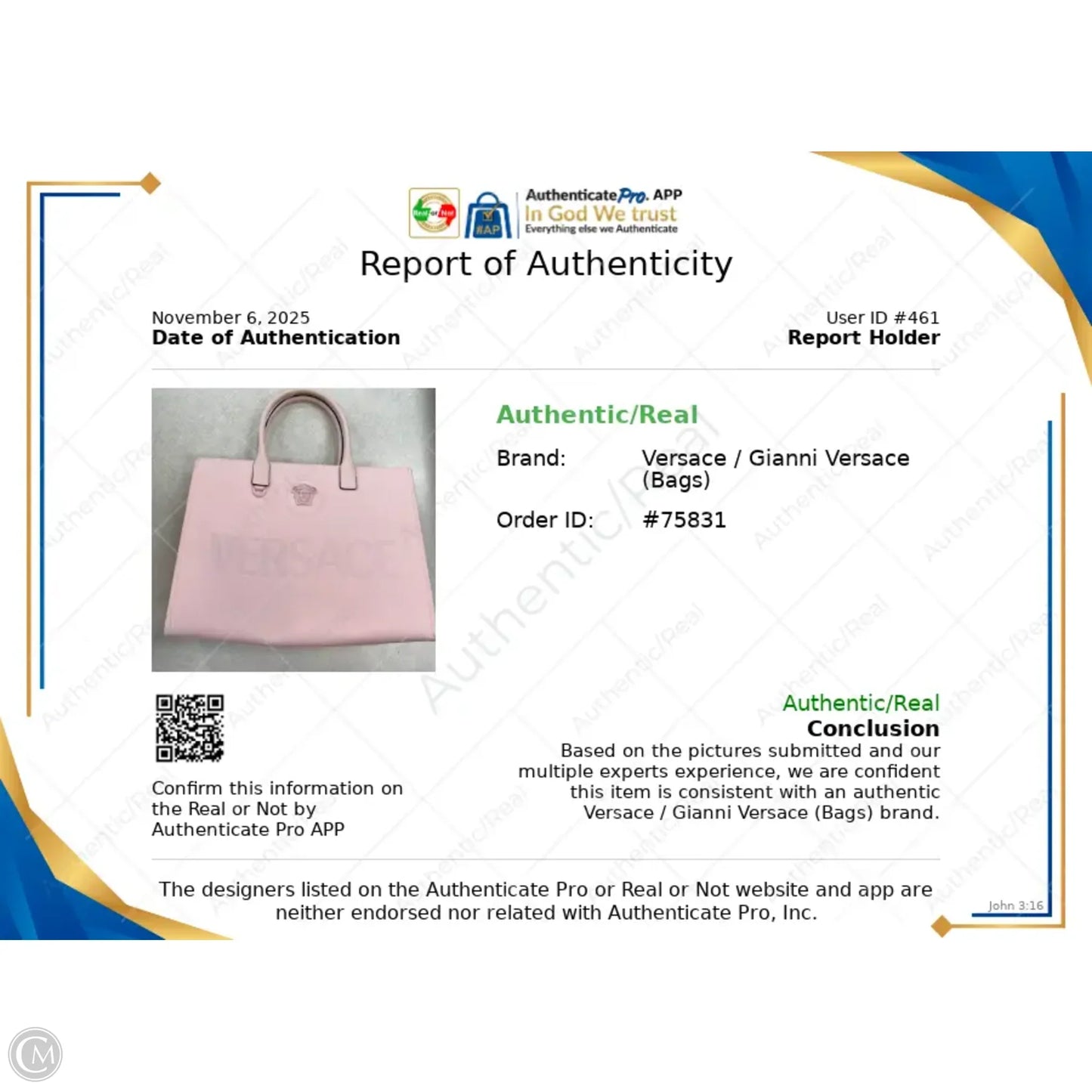 Tote Luxury Designer By Versace, Size: Large