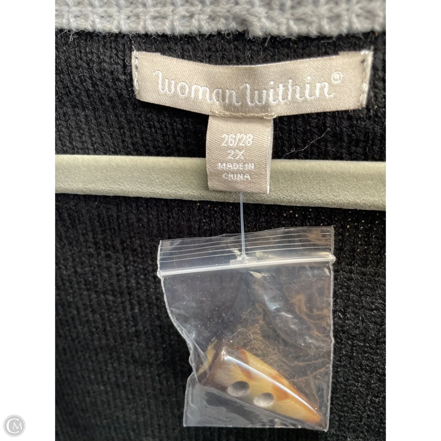 Sweater Cardigan By Woman Within In Black & Grey, Size: 3x