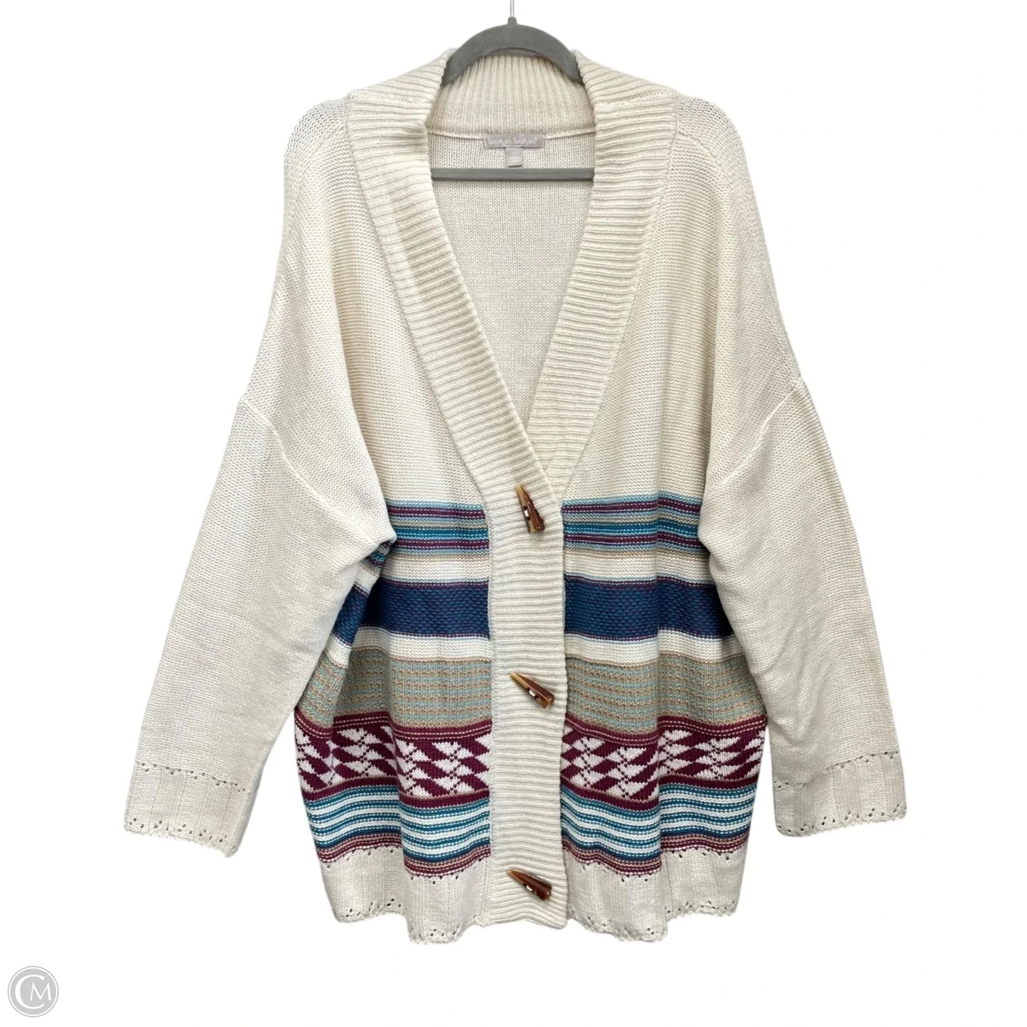 Sweater Cardigan By Woman Within In Cream, Size: 3x