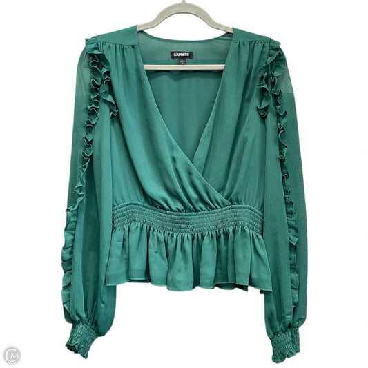 Top Long Sleeve By Express In Green, Size: S