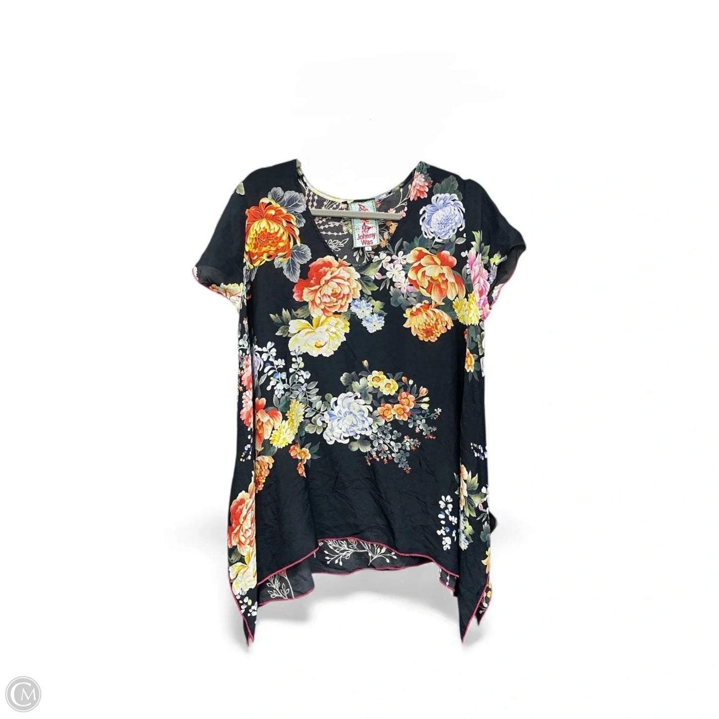 Top Short Sleeve By Johnny Was In Blue & Yellow, Size: S